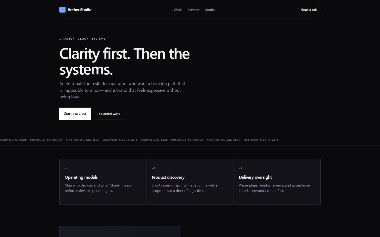 Squarespace 7.1 — Aether Studio