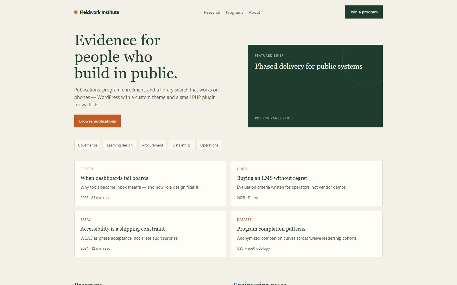 WordPress — Fieldwork Institute